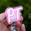 Physical Therapy Badge Reel, Glitter Badge Reel, RN ID Holder, Retractable Acrylic Badge Reel, PT Gift