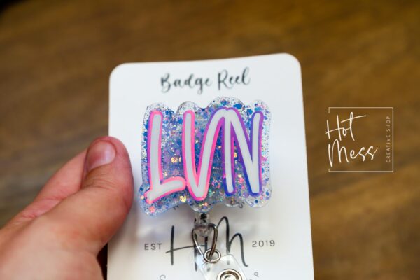 Blue Licensed Vocational Nurse Badge Reel, LVN Badge Holder, vocational nurse ID holder