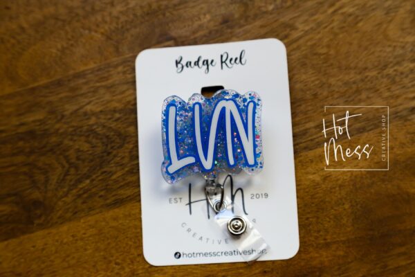 Blue Licensed Vocational Nurse Badge Reel, LVN Badge Holder, vocational nurse ID holder