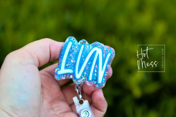 Blue Licensed Vocational Nurse Badge Reel, LVN Badge Holder, vocational nurse ID holder