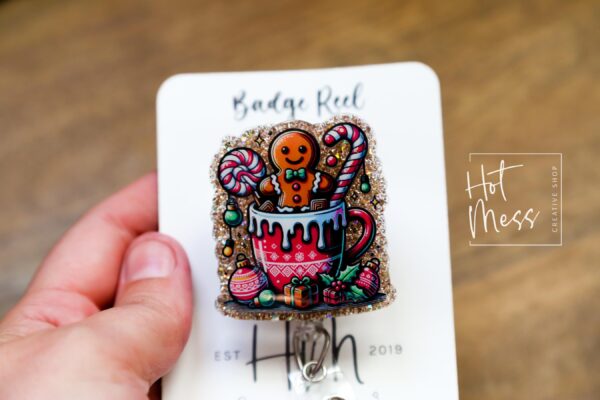 Christmas Gingerbread Badge Reel, Halloween Badge Reel,  Christmas ID Holder, Interchangeable badge reel, Stocking Stuffer