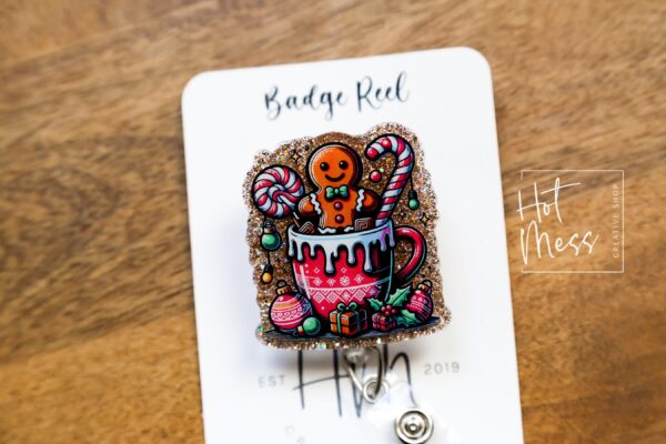 Christmas Gingerbread Badge Reel, Halloween Badge Reel,  Christmas ID Holder, Interchangeable badge reel, Stocking Stuffer