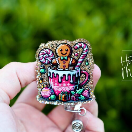 Christmas Gingerbread Badge Reel, Halloween Badge Reel,  Christmas ID Holder, Interchangeable badge reel, Stocking Stuffer