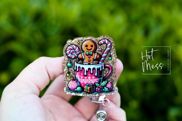 Christmas Gingerbread Badge Reel, Halloween Badge Reel,  Christmas ID Holder, Interchangeable badge reel, Stocking Stuffer