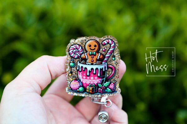 Christmas Gingerbread Badge Reel, Halloween Badge Reel,  Christmas ID Holder, Interchangeable badge reel, Stocking Stuffer