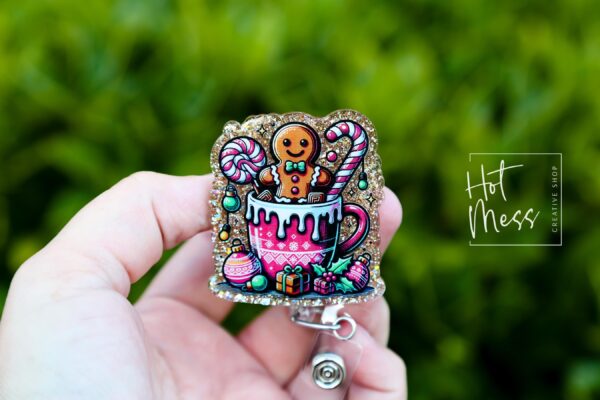 Christmas Gingerbread Badge Reel, Halloween Badge Reel,  Christmas ID Holder, Interchangeable badge reel, Stocking Stuffer