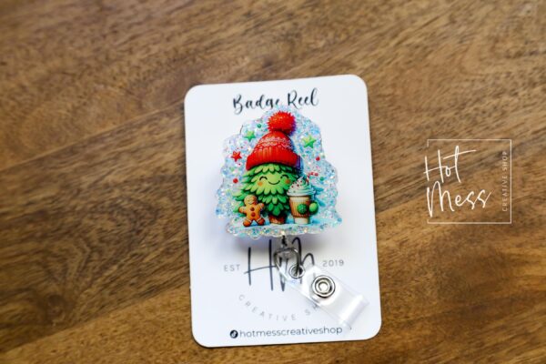 Cute Christmas Tree Badge Reel, Christmas Badge Reel, Funny Badge Reel, Retractable ID Holder, Interchangeable, Glitter Badge Reel