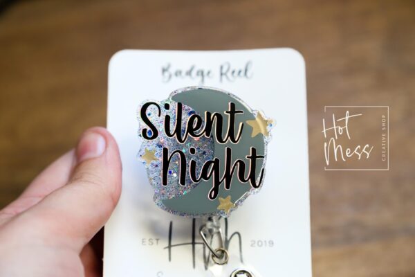 Silent Night Badge Reel, Halloween Badge Reel,  Christmas ID Holder, Interchangeable badge reel, Stocking Stuffer