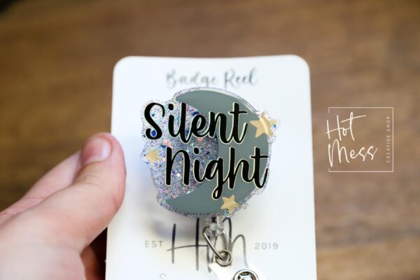 Silent Night Badge Reel, Halloween Badge Reel,  Christmas ID Holder, Interchangeable badge reel, Stocking Stuffer
