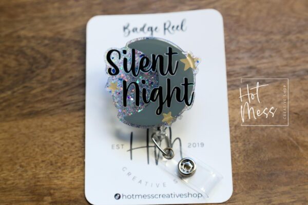 Silent Night Badge Reel, Halloween Badge Reel,  Christmas ID Holder, Interchangeable badge reel, Stocking Stuffer