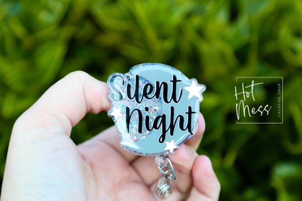 Silent Night Badge Reel, Halloween Badge Reel,  Christmas ID Holder, Interchangeable badge reel, Stocking Stuffer