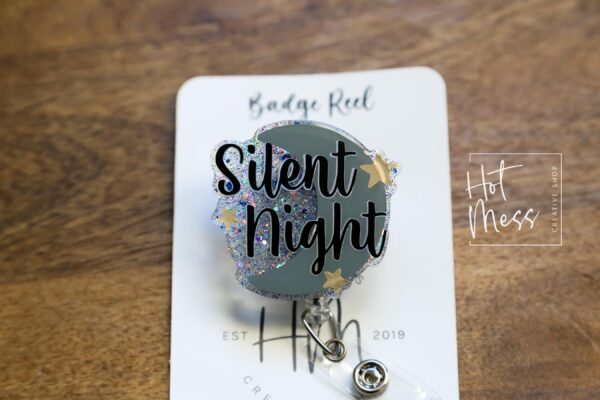 Silent Night Badge Reel, Halloween Badge Reel,  Christmas ID Holder, Interchangeable badge reel, Stocking Stuffer