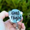 Silent Night Badge Reel, Halloween Badge Reel,  Christmas ID Holder, Interchangeable badge reel, Stocking Stuffer