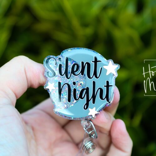 Silent Night Badge Reel, Halloween Badge Reel,  Christmas ID Holder, Interchangeable badge reel, Stocking Stuffer