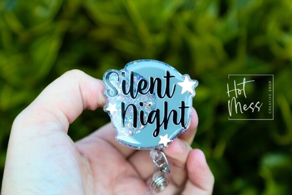 Silent Night Badge Reel, Halloween Badge Reel,  Christmas ID Holder, Interchangeable badge reel, Stocking Stuffer