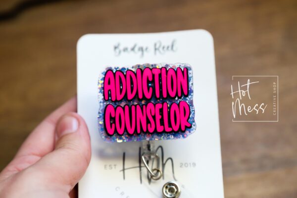 Addiction Counselor Badge Reel, RN ID Holder, Retractable Acrylic Badge Reel, Nurse Gift, Positive Badge Reel, counselor gift