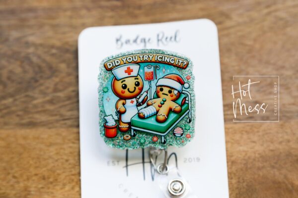 Did you Icing it Badge Reel, Nurse Christmas Gift, Retractable ID Holder, Interchangeable, Urgent Care