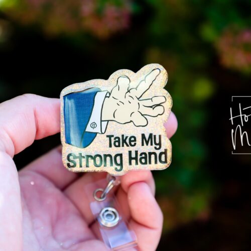 il_fullxfull.6436663689_ifma Take My Hand Badge Reel, RN id Holder, Retractable Acrylic Badge Reel, Nurse Gift, Funny Badge Reel