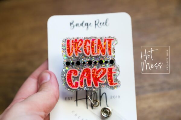 Urgent Care Badge Reel, RN ID Holder, Retractable Acrylic Badge Reel, Office ID Holder, Stocking Stuffer, urgent care nurse