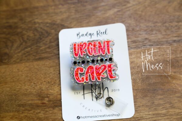 Urgent Care Badge Reel, RN ID Holder, Retractable Acrylic Badge Reel, Office ID Holder, Stocking Stuffer, urgent care nurse