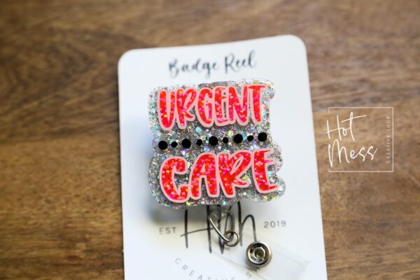 Urgent Care Badge Reel, RN ID Holder, Retractable Acrylic Badge Reel, Office ID Holder, Stocking Stuffer, urgent care nurse