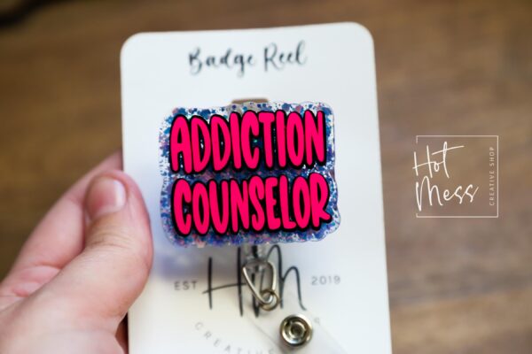 Addiction Counselor Badge Reel, RN ID Holder, Retractable Acrylic Badge Reel, Nurse Gift, Positive Badge Reel, counselor gift