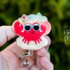 Christmas Crab Badge Reel, Christmas Badge Reel, Retractable ID Holder, Interchangeable, Glitter Badge Reel, beach christmas
