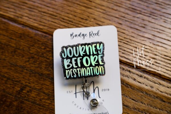 il_fullxfull.6537234962_nzrx Journey before Destination Badge Reel, RN ID Holder, Retractable Badge Reel, Nurse Gift, Office ID Holder, Stocking Stuffer