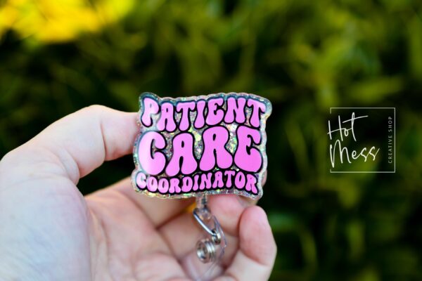 Patient Care Coordinator Badge Reel, patient care ID Holder,  Retractable ID Holder, Interchangeable Badge, PCC Badge Reel