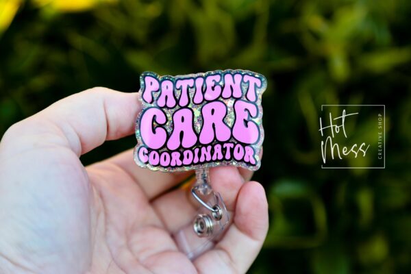 Patient Care Coordinator Badge Reel, patient care ID Holder,  Retractable ID Holder, Interchangeable Badge, PCC Badge Reel