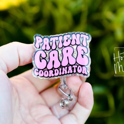 Patient Care Coordinator Badge Reel, patient care ID Holder,  Retractable ID Holder, Interchangeable Badge, PCC Badge Reel