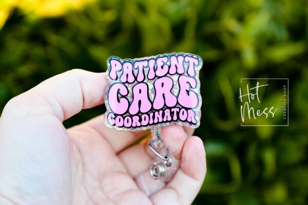 Patient Care Coordinator Badge Reel, patient care ID Holder,  Retractable ID Holder, Interchangeable Badge, PCC Badge Reel