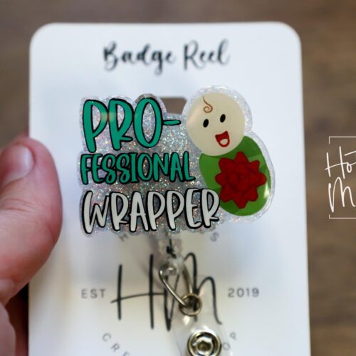 Professional Wrapper Badge Reel, Christmas Badge Reel, Funny Badge Reel, Retractable ID Holder, Interchangeable, L&D Nurse, NICU