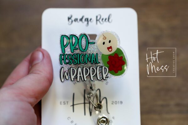 Professional Wrapper Badge Reel, Christmas Badge Reel, Funny Badge Reel, Retractable ID Holder, Interchangeable, L&D Nurse, NICU
