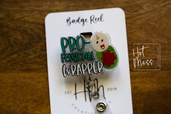 Professional Wrapper Badge Reel, Christmas Badge Reel, Funny Badge Reel, Retractable ID Holder, Interchangeable, L&D Nurse, NICU