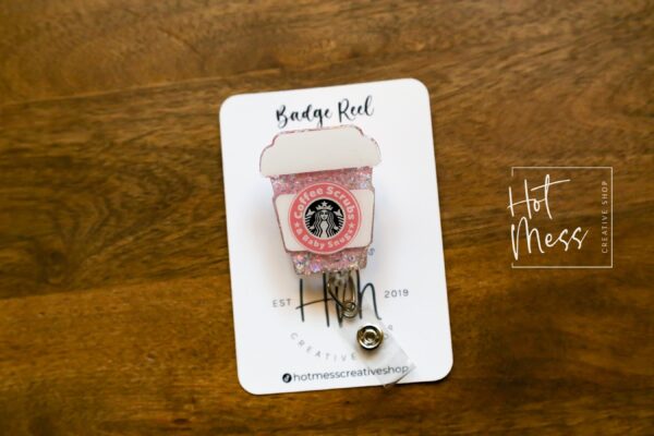 Coffee chugs and baby snugs coffee cup Badge Reel, NICU Badge Reel, Glitter Badge Reel, Post Partum Care Badge Reel, Daycare Badge reel