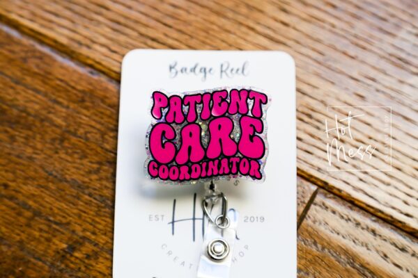 Patient Care Coordinator Badge Reel, patient care ID Holder,  Retractable ID Holder, Interchangeable Badge, PCC Badge Reel