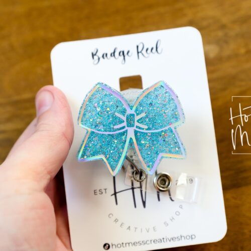 il_fullxfull.6594483688_4nm7 Blue Cheer Bow Badge Reel, Cheer Leading Coach Badge Reel, Badge ID, Stocking Stuffer, work lanyard