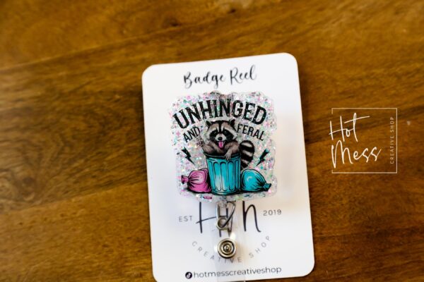 il_fullxfull.6596104814_7z2m Unhinged and Feral, Funny Badge reel, RN ID Holder, Retractable Acrylic Badge Reel, Nurse Gift, Night Shift