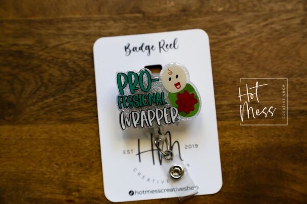 Professional Wrapper Badge Reel, Christmas Badge Reel, Funny Badge Reel, Retractable ID Holder, Interchangeable, L&D Nurse, NICU