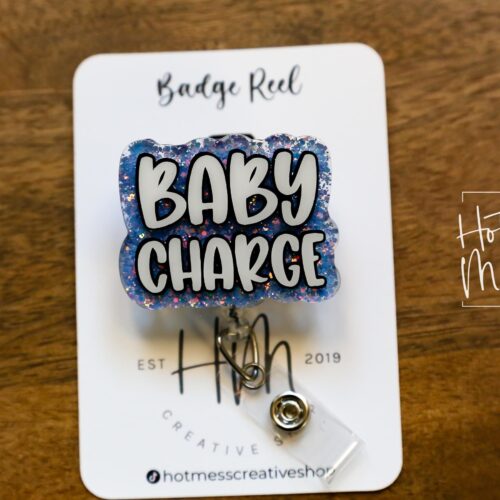 Baby Charge Badge Reel, RN ID Holder, Retractable Acrylic Badge Reel, Charge Nurse