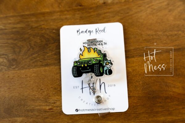 Military Grade Mental Health, Funny Badge Reel, RN ID Holder, Retractable Acrylic Badge Reel, Office ID Holder, Stocking Stuffer