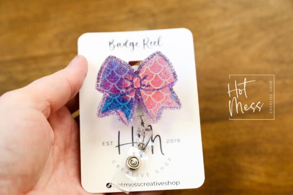 Bow Badge Reel, Mermaid Badge Reel, Cheer Leading Coach Badge Reel, Badge ID, Stocking Stuffer