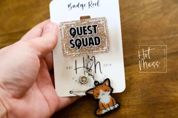 Glitter Quest Squad Patch Badge Reel, Book Nerd Badge Reel, Interchangeable Badge Reel, Book Lovers, Booktok, 4th wing