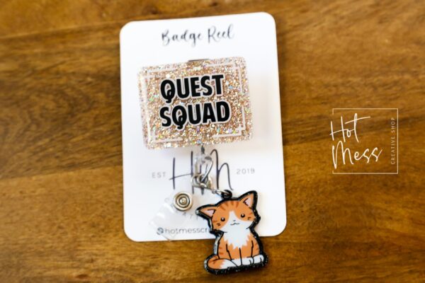 Glitter Quest Squad Patch Badge Reel, Book Nerd Badge Reel, Interchangeable Badge Reel, Book Lovers, Booktok, 4th wing