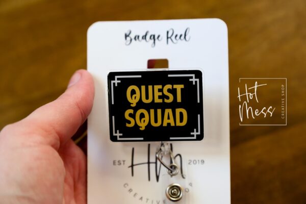 Quest Squad Patch Badge Reel, Book Nerd Badge Reel, Retractable Badge Reel, Interchangeable Badge Reel, Book Lovers, Booktok, 4th wing