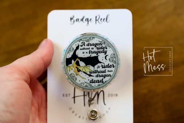 Dragon Rider Badge Reel, Book Nerd Badge Reel, Retractable Badge Reel, Interchangeable Badge Reel, Book Lovers, Booktok, 4th wing