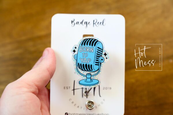 il_fullxfull.6642648695_1adu Born to Yap Badge Reel, professional yapper, RN id Holder, Retractable Acrylic Badge Reel, Nurse Gift, Funny Badge Reel