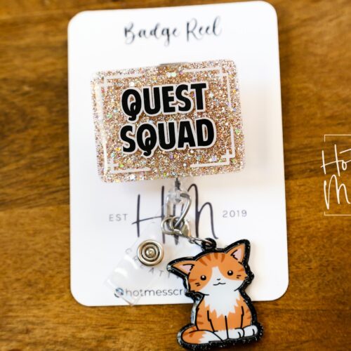 Glitter Quest Squad Patch Badge Reel, Book Nerd Badge Reel, Interchangeable Badge Reel, Book Lovers, Booktok, 4th wing