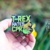 T-Rex Hates CPR Badge Reel, RN id Holder, Retractable Acrylic Badge Reel, Nurse Gift, Funny Badge Reel